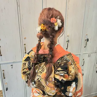 ロング ヘアアレンジ miwa♡暖色カラー 盛れる顔周り.ヘアメのヘアスタイル
