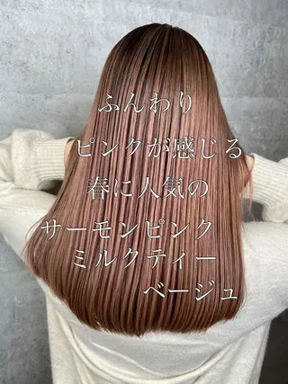 セミロング カラー mimiiy梅田 中崎町ハイトーンのヘアスタイル