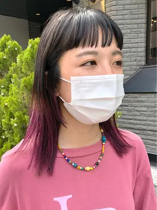 ミディアム カラー ブリーチ😼 ボブ✍️レイヤーのヘアスタイル