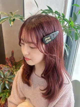 ミディアム カラー なつき/艶ピンク/ girly hairのヘアスタイル