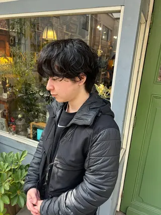 ショート パーマ メンズ 清水千優/パーマ/透 明感カラー/メンズのヘアスタイル