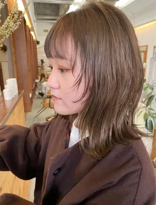 ミディアム カラー クロスパーマ× 透明感カラー✂︎のヘアスタイル