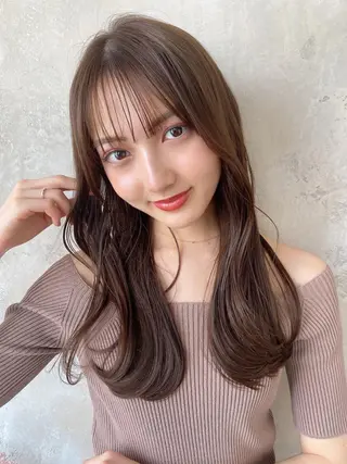 セミロング カラー 顔周り/くびれヘア 韓国ヘア💕風間るなのヘアスタイル