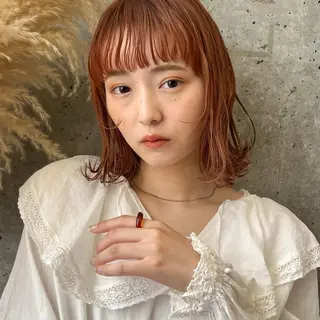 ミディアム カラー 暖色/艶髪/ボブ/ ショート/Ayaのヘアスタイル