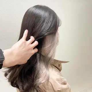 ミディアム カラー パーマ ヘアアレンジ メンズ キッズ ネイル マツエク・マツパ 切りっぱなしヘアボブ ミディアムヘアRYOのヘアスタイル
