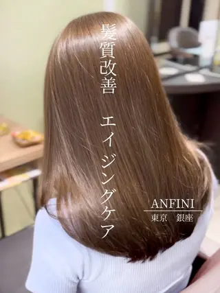 セミロング 倖紫✨ONEカラー 髪質改善🫧のヘアスタイル