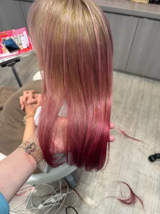 セミロング ブリーチ/髪質改善 NYNY大久保のヘアスタイル