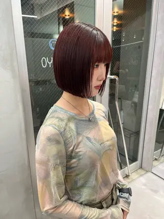 ミディアム カラー ボブ&顔まわりレ イヤー♡TOMOE♡のヘアスタイル