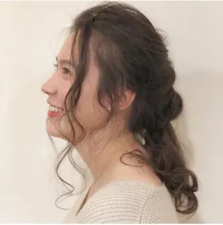 セミロング カラー パーマ ヘアアレンジ 透け感/くびれヘア/ レイヤー/カズキ🍭のヘアスタイル