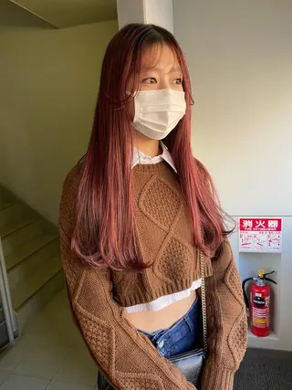 ロング カラー パーマ ヘアアレンジ デザインカラー/ボブ ブリーチカラー/ユリのヘアスタイル