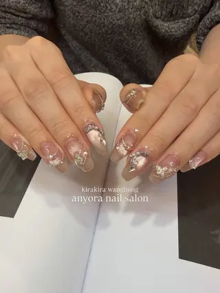 ネイル 大人ワンホン キラキラ／Ayanoのネイルデザイン