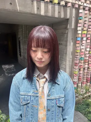 ミディアム 【美ボブ.艶カラー. 梅田茶屋町】midoのヘアスタイル