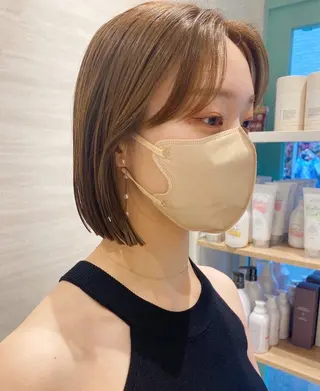 ミディアム カラー F． 梅田/ボブ/パーマのヘアスタイル