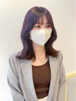 ミディアム カラー 韓国レイヤーカット/ ダブルカラーのヘアスタイル