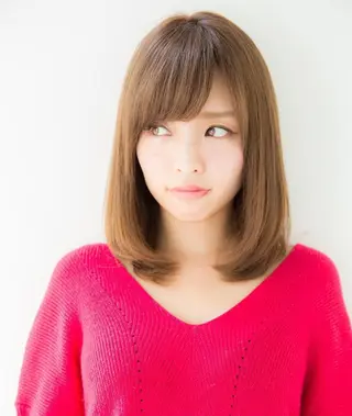 ミディアム カラー パーマ 中原 梨沙のヘアスタイル