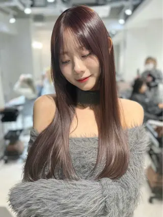 ロング カラー 韓国風ハッシュカット 似合わせレイヤー池袋のヘアスタイル