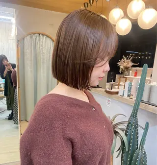 ショート カラー レイヤーボブ縮毛矯正 韓国RINAのヘアスタイル