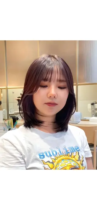 ミディアム カラー パーマ ヘアアレンジ 小野寺瑞希 /最小顔カットのヘアスタイル