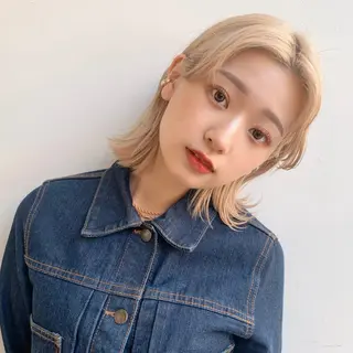 ミディアム カラー ヘアアレンジ パーマ/暖色/ボブ イワタテ🇰🇷のヘアスタイル