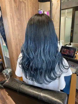 セミロング カラー Lull1人美容室 バレイヤージュのヘアスタイル