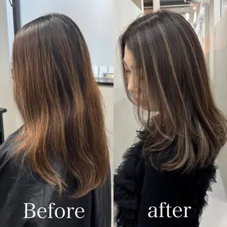セミロング カラー ハイライト／髪質改善 裕樹のヘアスタイル