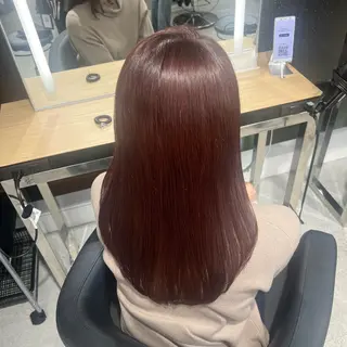 ロング カラー 💗愛され暖色💗 ピンク/レッド💗のヘアスタイル