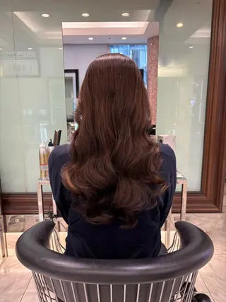 セミロング カラー パーマ 韓国っぽ透け感カラー マンツーマン🫧なおのヘアスタイル