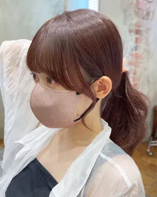 ミディアム カラー 顔まわりカット🌟 くびれヘア/寺門遥輝のヘアスタイル