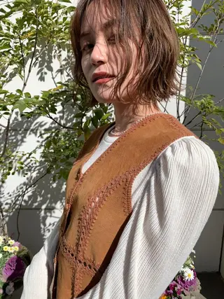 ミディアム パーマ カラー CEINE PATHのヘアスタイル