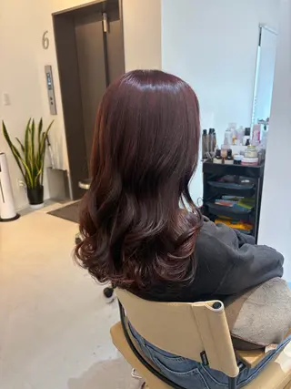 セミロング ✨色持ちの良い艶 カラー✨蟹江真世のヘアスタイル