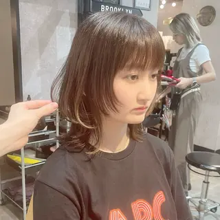 ミディアム 🫧小顔顔周りカット レイヤー/縮毛/白倉のヘアスタイル
