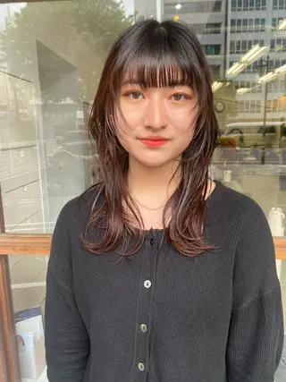 ミディアム クロスパーマ× 透明感カラー✂︎のヘアスタイル