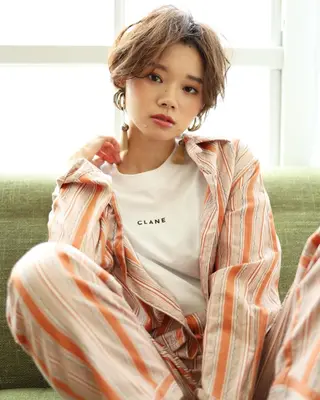 ショート カラー パーマ ヘアアレンジ 【白髪ぼかし 専門GBG】自由が丘のヘアスタイル