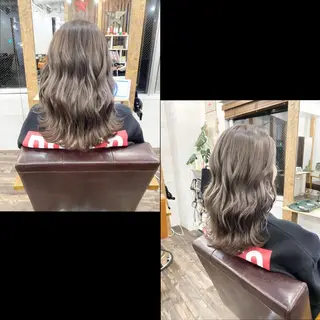 セミロング カラー ✯カラー&編み込み エクステ✯池田智博✯のヘアスタイル