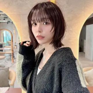 ミディアム 縮毛矯正・似合わせ タナカ レイヤのヘアスタイル