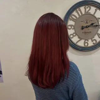 セミロング カラー 赤星 さえのヘアスタイル