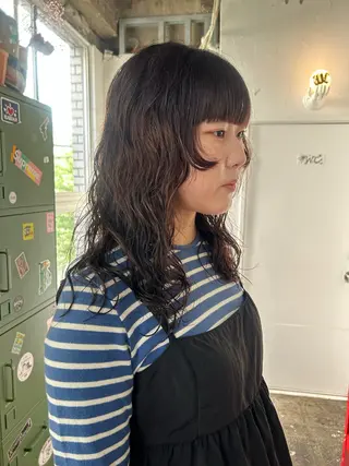 セミロング パーマ maho/垢抜け カラーパーマメイクのヘアスタイル