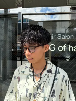 ショート カラー パーマ メンズ メンズ/パーマ/ 京都駅/井上光のヘアスタイル