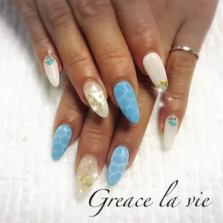 ロング カラー パーマ ヘアアレンジ キッズ ネイル マツエク・マツパ Greace la vie所属・Greace  la vieのネイルデザイン