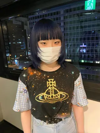 ミディアム デザインカラー/ボブ ブリーチカラー/ユリのヘアスタイル