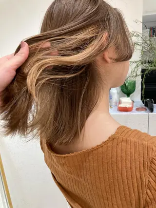 ミディアム カラー お洒落ベージュ🤎 代官山shibukiのヘアスタイル