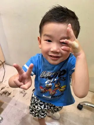 ショート カラー メンズ キッズ 久木原 ゆりのヘアスタイル