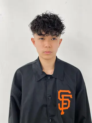 パーマ メンズ スパイキーパーマ 柏NO1 藤本葉のヘアスタイル