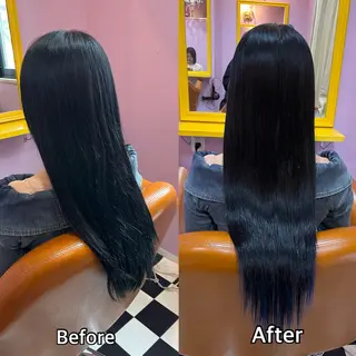 ロング シール＋ちび編み込み エクステ梅田🐨のヘアスタイル