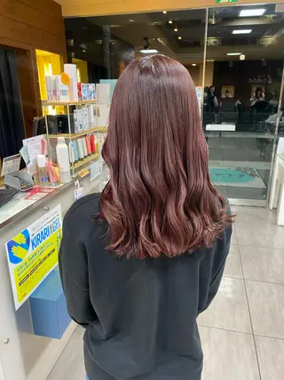 セミロング カラー パーマ ヘアアレンジ インナー×縮毛矯正 ピンクカラー澤井里菜のヘアスタイル