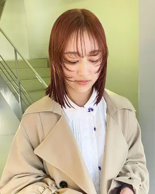 ミディアム カラー パーマ ヘアアレンジ 髪と音処　マトぺ所属・デザインカラー/ボブ ブリーチカラー/ユリのヘアスタイル