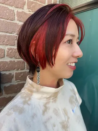 ショート カラー パーマ ヘアアレンジ メンズ キッズ ネイル マツエク・マツパ アイブロウ 久木原 ゆりのヘアスタイル