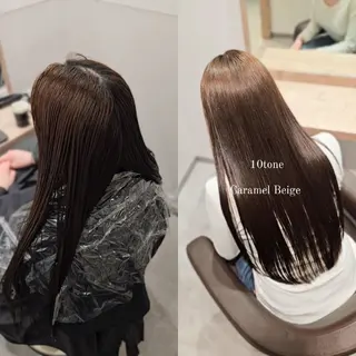 ロング カラー 縮毛矯正をしている人 のためのカラーのヘアスタイル