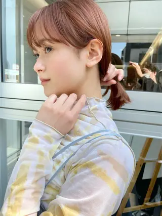 ミディアム カラー 結べるレイヤーボブ くびれLady表参道のヘアスタイル