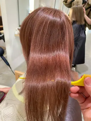 セミロング 酸性ストレート/ブリ ーチなしWカラー河本のヘアスタイル